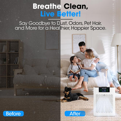HEPA Air Purifier WiFi Control Ultra-Quiet 1076 Sq Ft White