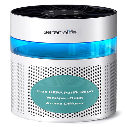 Serenelife High-Performance Air Purifier With Built-In Aroma Box, On/Off Ambient Light & Digital Display – Quiet Operation, 2 Fan Speeds, Timer, And Hepa 13 Filter  (White)