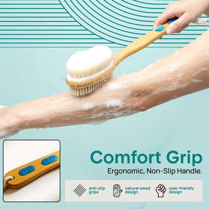 Double-Sided Pet Brush, Skin-Friendly, Wooden Handle, Massage Particles