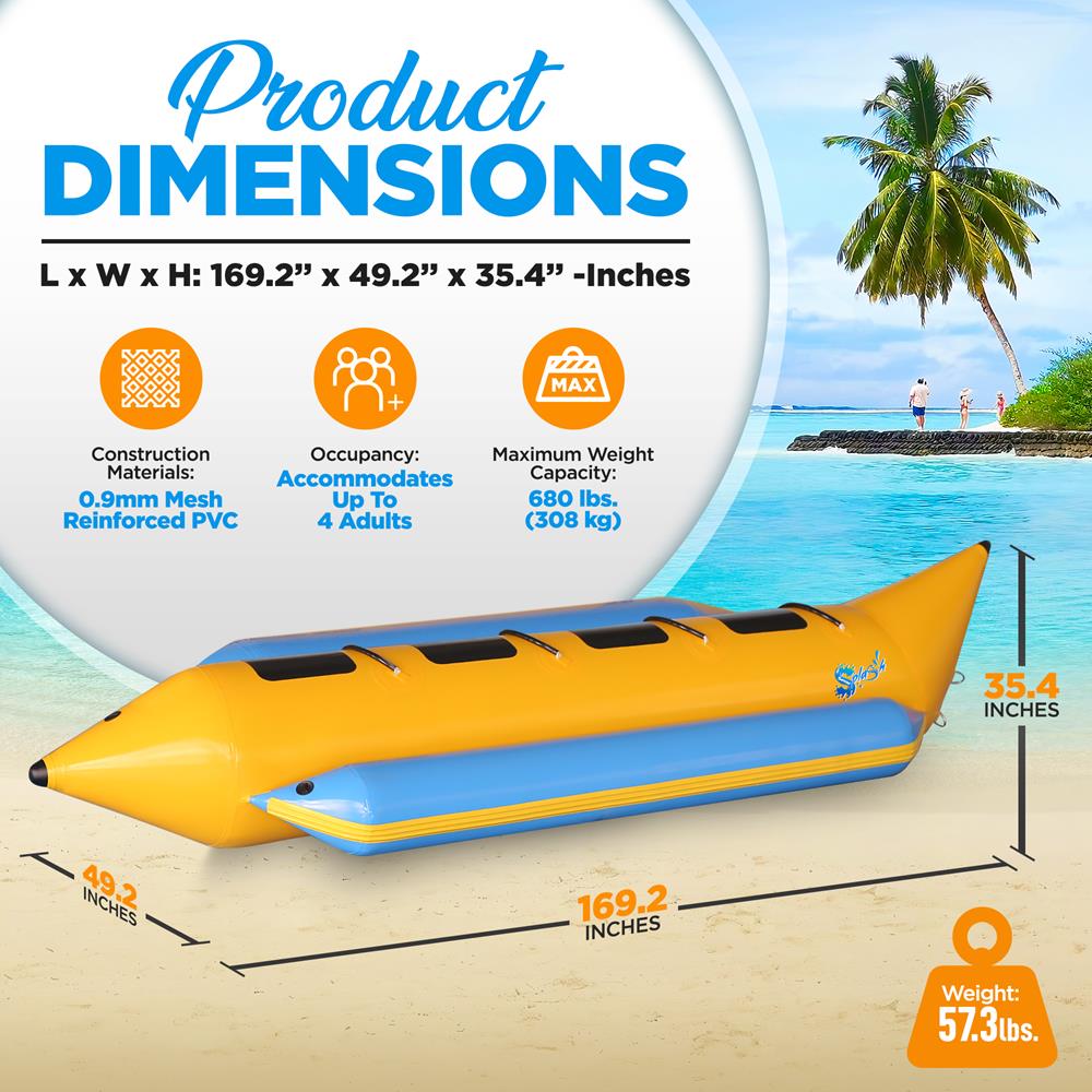 SereneLife Inflatable Banana Boat - Thumbnail 3