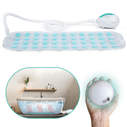 Bubble Bath Mat Spa - Relaxing Bubbles, Waterproof LED, Teal