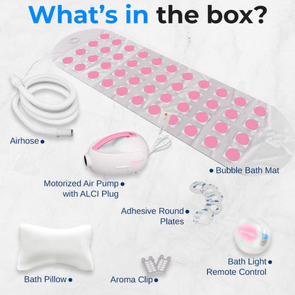 Bubble Bath Mat Spa Massager - Relaxing Bubbles, Waterproof, Pink