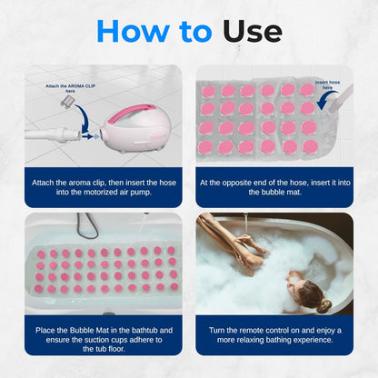 Bubble Bath Mat Spa Massager - Relaxing Bubbles, Waterproof, Pink