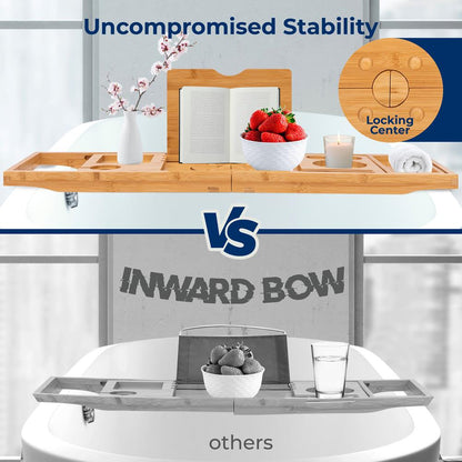 Bamboo Bathtub Caddy Adjustable Non-Slip Expandable 41.3" Natural