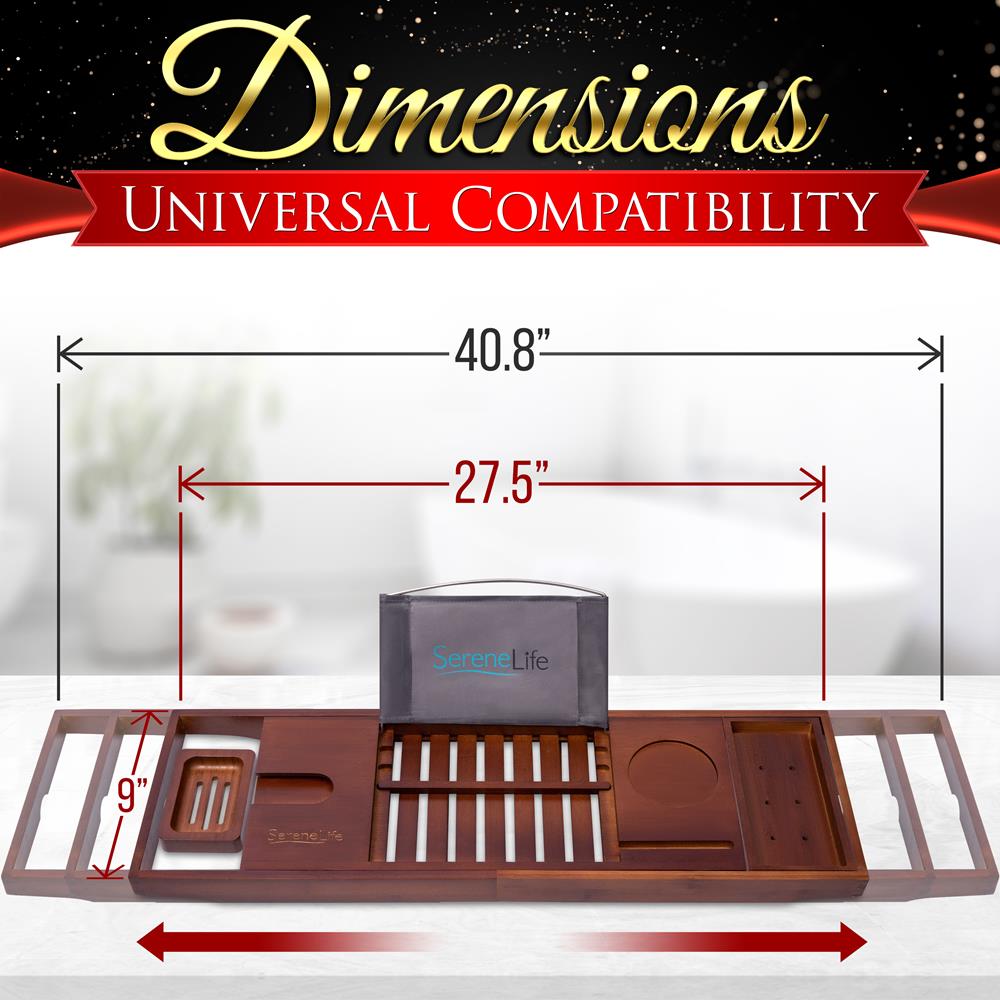 product image number 3 for SereneLife Bamboo Bathtub Caddy