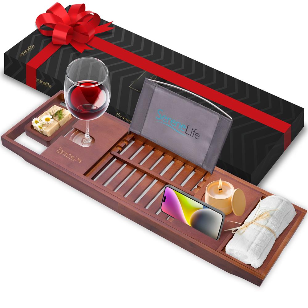 Bamboo Bathtub Caddy Comfort Extendable Tray - Thumbnail 2