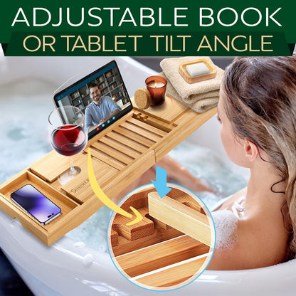 Bamboo Bathtub Caddy Comfort Extendable Tray Natural Waterproof
