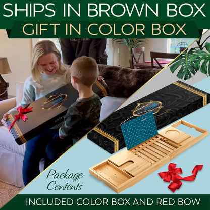 Bamboo Bathtub Caddy Comfort Extendable Tray Natural Waterproof