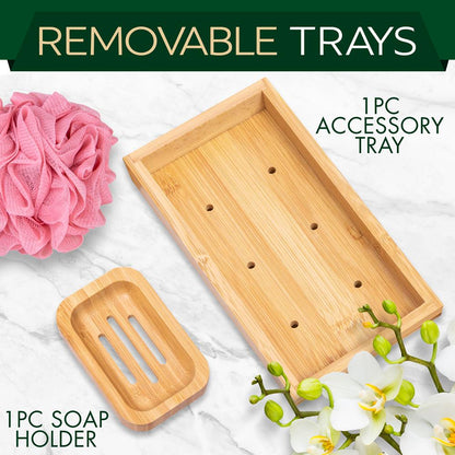 Bamboo Bathtub Caddy Comfort Extendable Tray Natural Waterproof