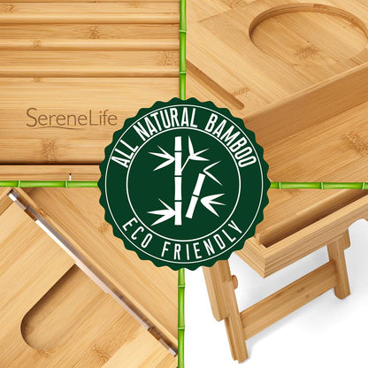 Bath Caddy Tray Comfort Bamboo Waterproof Adjustable Dark Brown