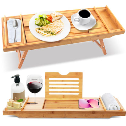 product image number 1 for SereneLife Bamboo Bathtub Caddy