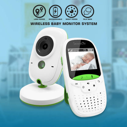 Video Baby Monitor w/ Thermometer, 2" Screen, Night Vision, White
