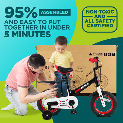 Kids' Bike 12" Safety Dual Brakes Adjustable Seat Training Wheels