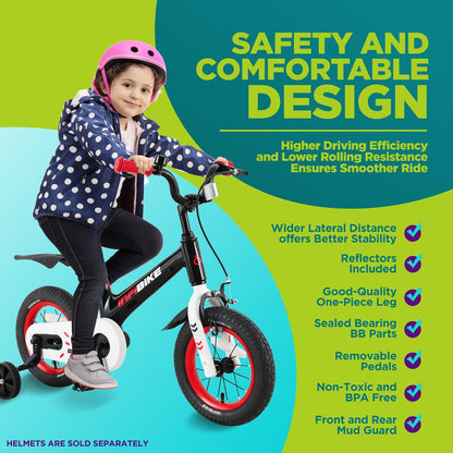 Kids' Bike 12" Safety Dual Brakes Adjustable Seat Training Wheels