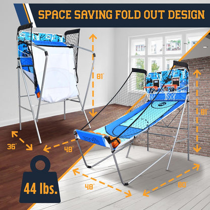 Arcade Basketball Game Indoor/Outdoor Dual Hoop LED Scoreboard Foldable