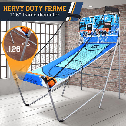 Arcade Basketball Game Indoor/Outdoor Dual Hoop LED Scoreboard Foldable