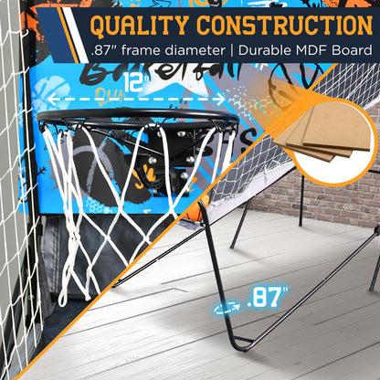 Dual Hoop Basketball Game - LED Scoreboard, Foldable, 5 Balls Included