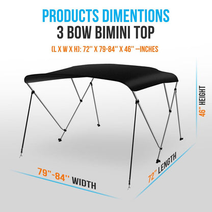 product image number 2 for SereneLife 3 Bow Bimini Top