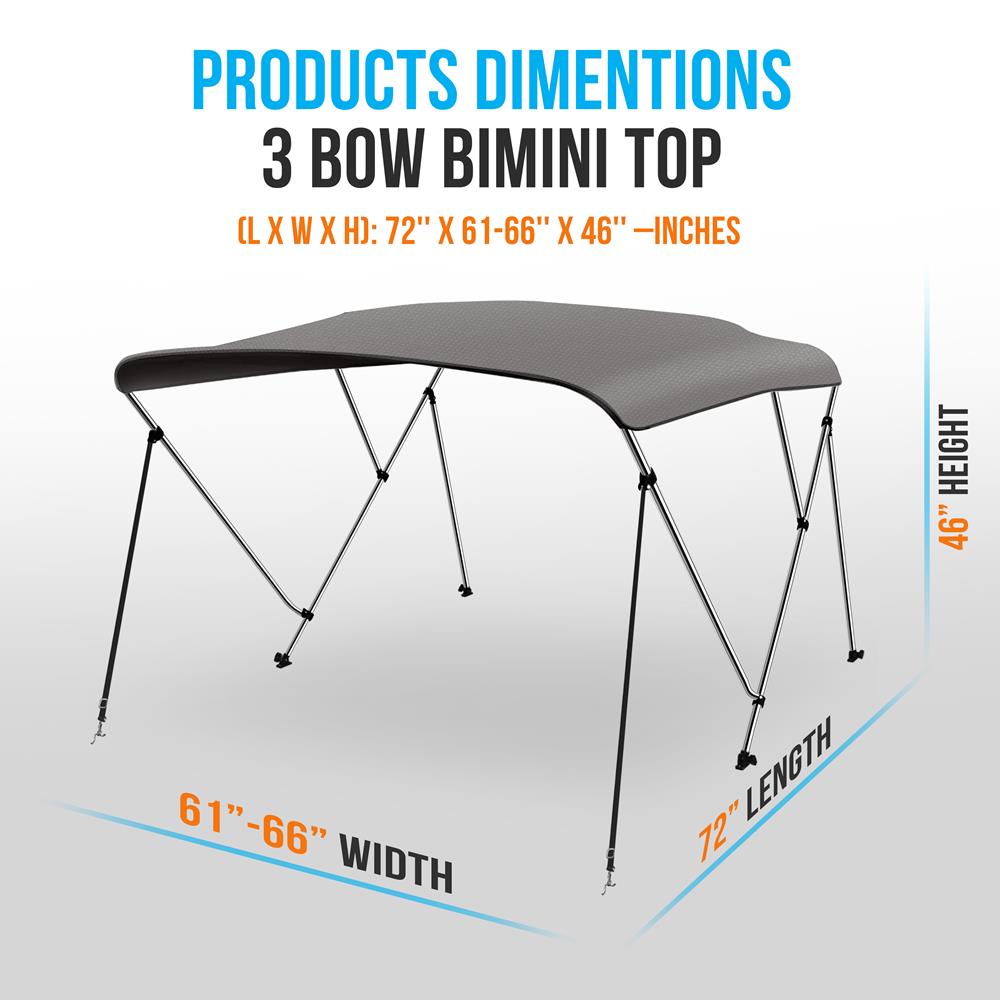 product image number 2 for SereneLife 3 Bow Bimini Top