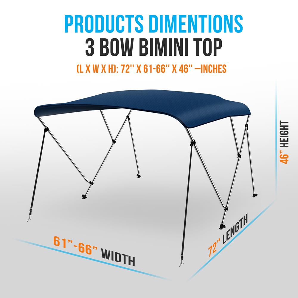 product image number 2 for SereneLife 3 Bow Bimini Top