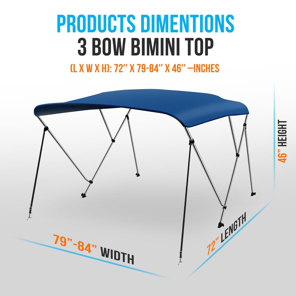 product image number 2 for SereneLife 3 Bow Bimini Top