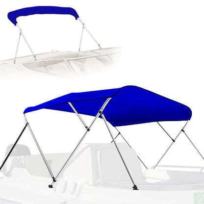 4-Bow Bimini Top Boat Cover, Waterproof 600D Polyester, Blue