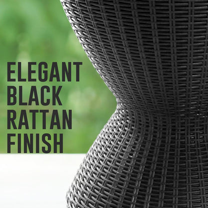 Outdoor Cool Bar Table, Keeps Drinks Cold 12 Hrs, Rattan Style, Black