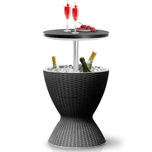 Outdoor Cool Bar Table, Keeps Drinks Cold 12 Hrs, Rattan Style, Black