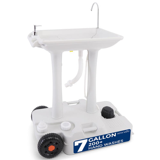 Portable Camping Sink, Hands-Free Use, 30L Tank, Large Wheels