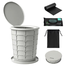 Portable Non-Slip Camping Toilet – Adjustable Height Foldable Travel Potty With Lid, Strap And Carry Bag For Car, Camping, Outdoor Use (Gray)