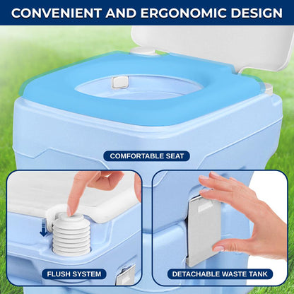 Portable Toilet 120 Flushes Leak-Proof HDPE Moonwhite