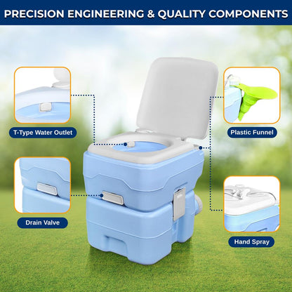 Portable Toilet 120 Flushes Leak-Proof HDPE Moonwhite