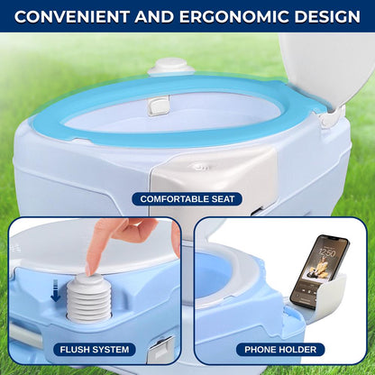 15L Portable Toilet, Leak-Proof, Full Flush, Moonwhite