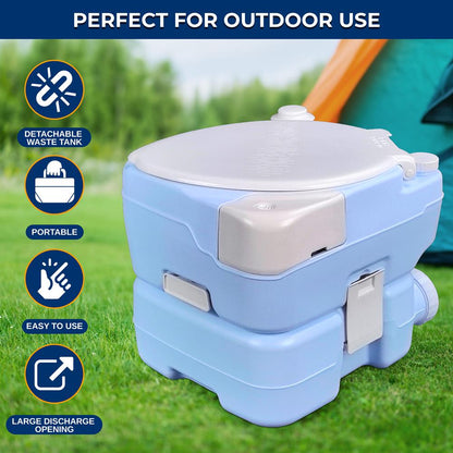 15L Portable Toilet, Leak-Proof, Full Flush, Moonwhite