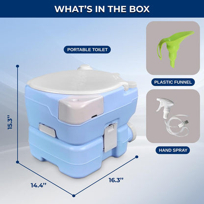 15L Portable Toilet, Leak-Proof, Full Flush, Moonwhite