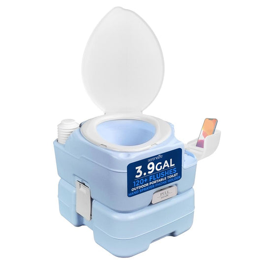 15L Portable Toilet, Leak-Proof, Full Flush, Moonwhite