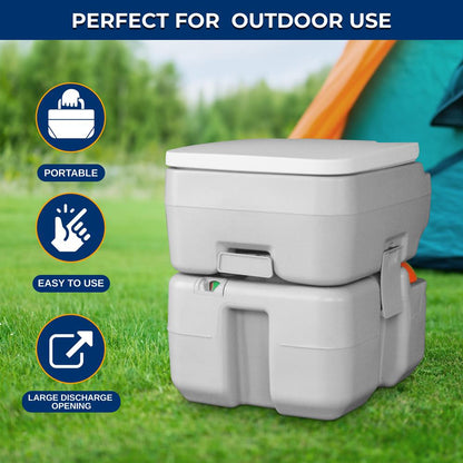 Portable Camping Toilet, Leak-Proof, 5.3 Gal Waste Tank, Easy Clean