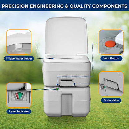Portable Camping Toilet, Leak-Proof, 5.3 Gal Waste Tank, Easy Clean
