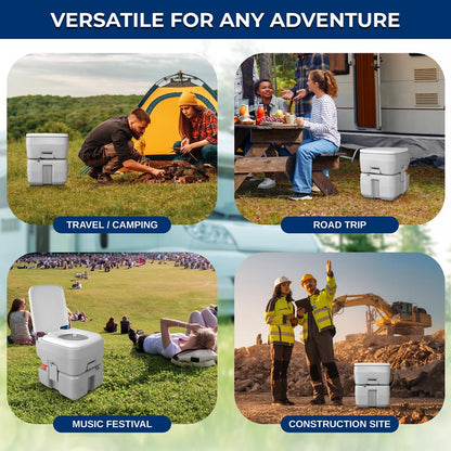 Portable Camping Toilet, Leak-Proof, 5.3 Gal Waste Tank, Easy Clean