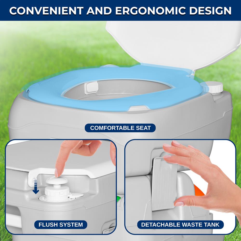 Portable Toilet 5.8 Gal Leak-Proof High-Density Polyethylene