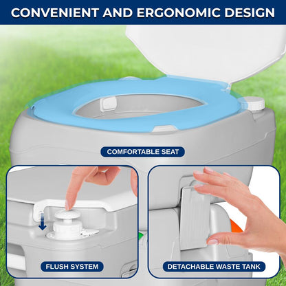 Portable Toilet 5.8 Gal Leak-Proof High-Density Polyethylene Camping