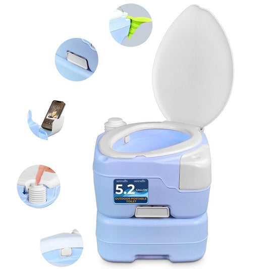 Portable Camping Toilet 120 Flushes HDPE Moonwhite