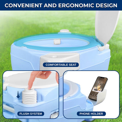 Portable Camping Toilet 120 Flushes HDPE Moonwhite