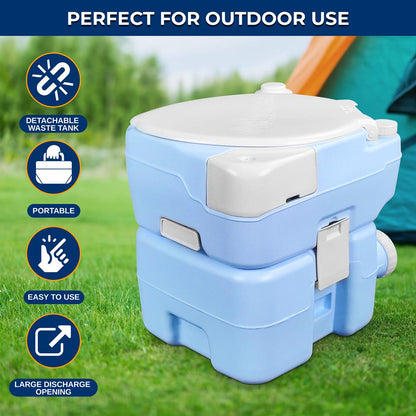 Portable Camping Toilet 120 Flushes HDPE Moonwhite