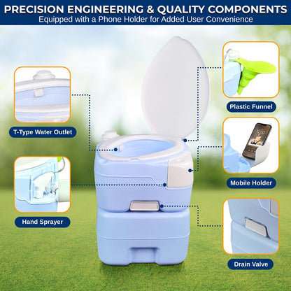 Portable Camping Toilet 120 Flushes HDPE Moonwhite
