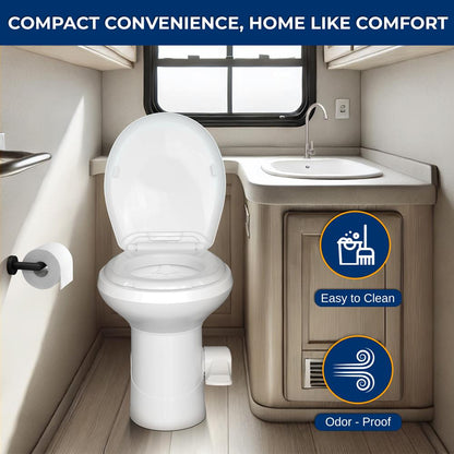RV Toilet Leak-Proof Compact Design HDPE White