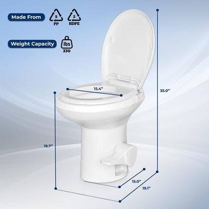RV Toilet Leak-Proof Compact Design HDPE White