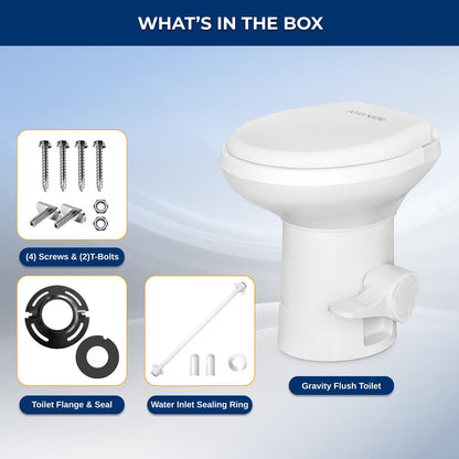 RV Toilet Leak-Proof Compact Design HDPE White
