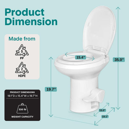 RV Toilet Leak-Proof Compact Design HDPE White
