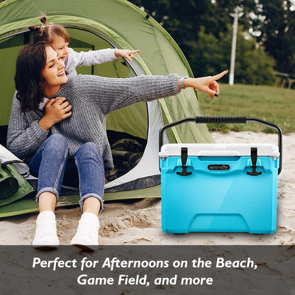 25 Qt Cooler Box, 5-Day Ice Retention, Heavy-Duty Insulation, Blue